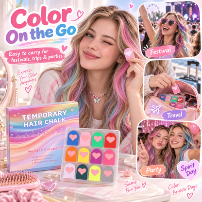 Rainbow Hair Chalk Comb Set – 12 Washable Colors