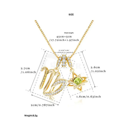 18K Gold-Plated Colorful Zodiac Star Necklace
