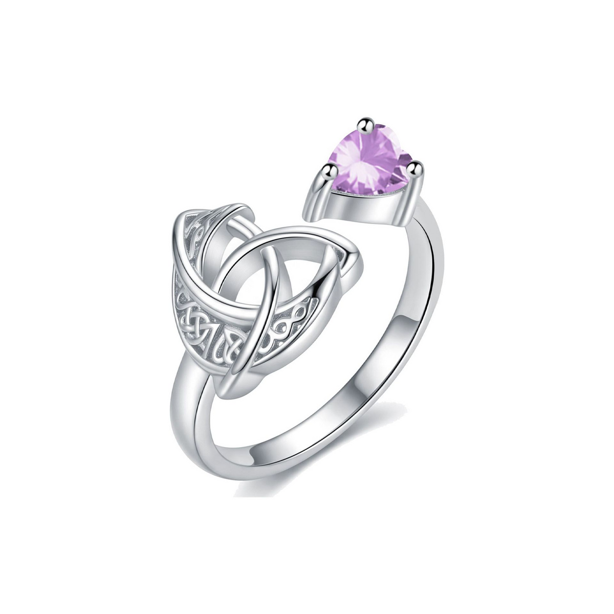 925 Sterling Silver Celtic Heart Birthstone Ring