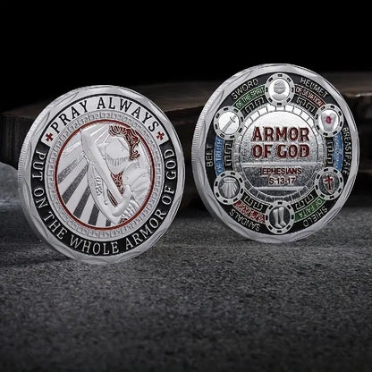 Replica “Full Armor God” Metal Challenge Collectible, Unique Desktop Decor, Ideal for Holiday Party Prizes