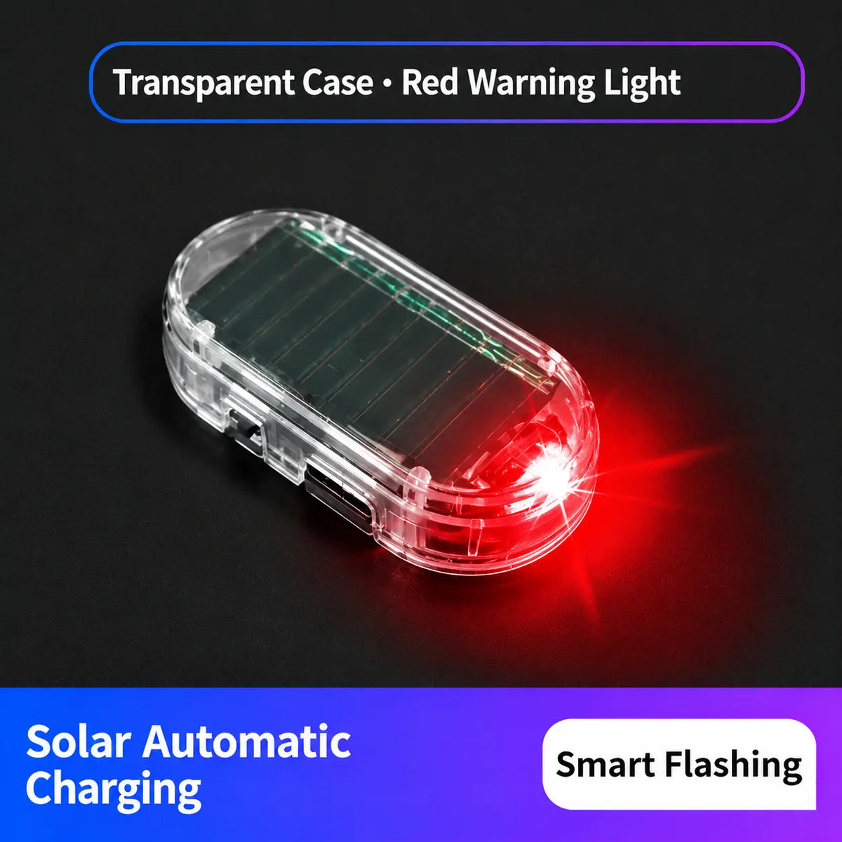 2PCS Solar-Powered Car Alarm LED Lights