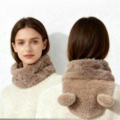 Plush Bear Ear Winter Hood – Warm Windproof Balaclava