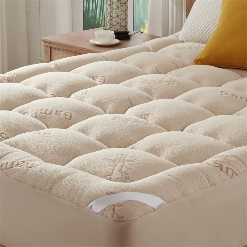 Bamboo Cooling Mattress Topper with Fitted Sheet