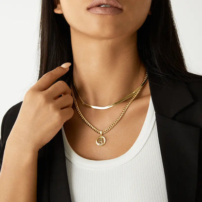 14K Gold Plated Unisex Alphabet Pendant Initial Necklace