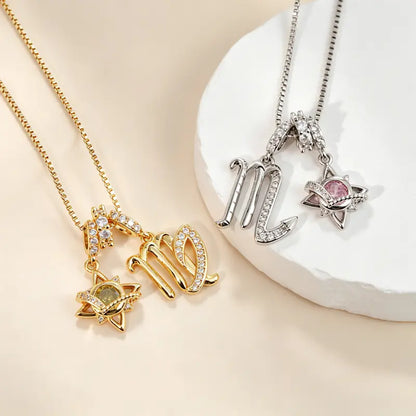 18K Gold-Plated Colorful Zodiac Star Necklace