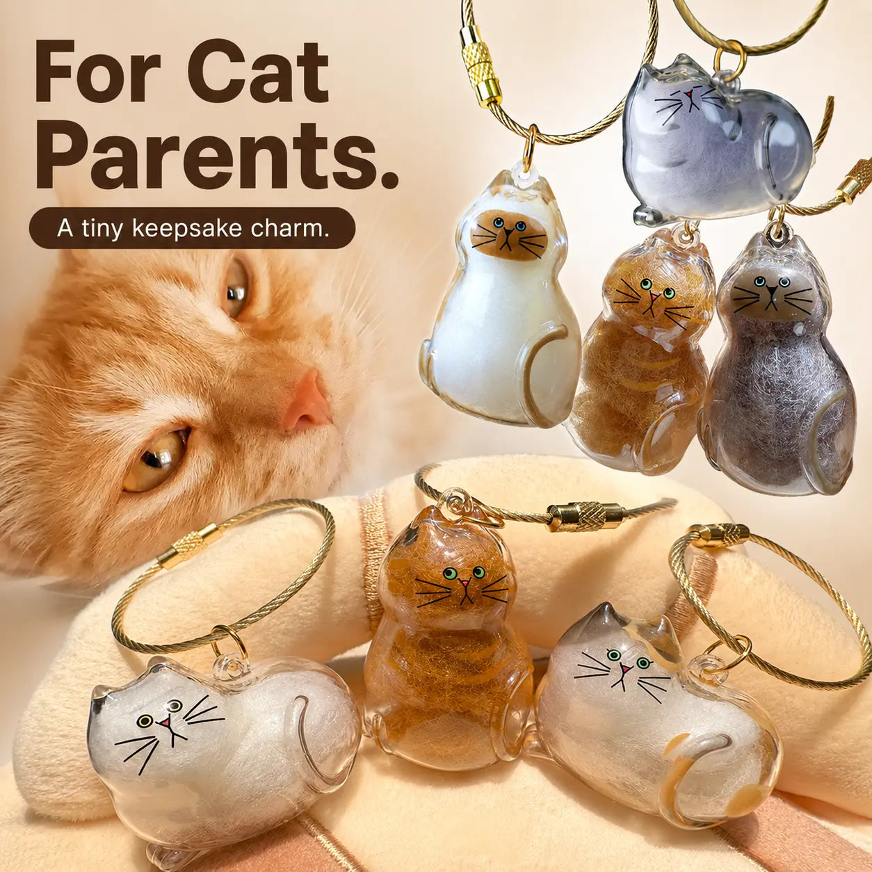 Cat Fur Keepsake Charm – Fillable Memory Keychain