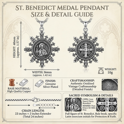 St. Benedict Pendant Necklace – Silver-Plated Religious Medallion