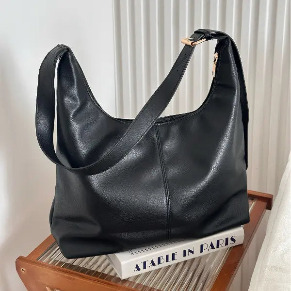 Vegan Leather Shoulder Bag with Cosmetic Pouch – Convertible Crossbody Tote