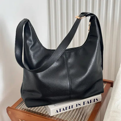 Vegan Leather Shoulder Bag with Cosmetic Pouch – Convertible Crossbody Tote