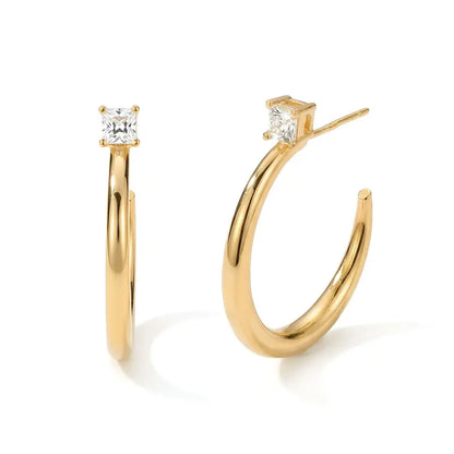 14K Gold & White Gold Plated Chunky Hoop Earrings – Lightweight & Hypoallergenic