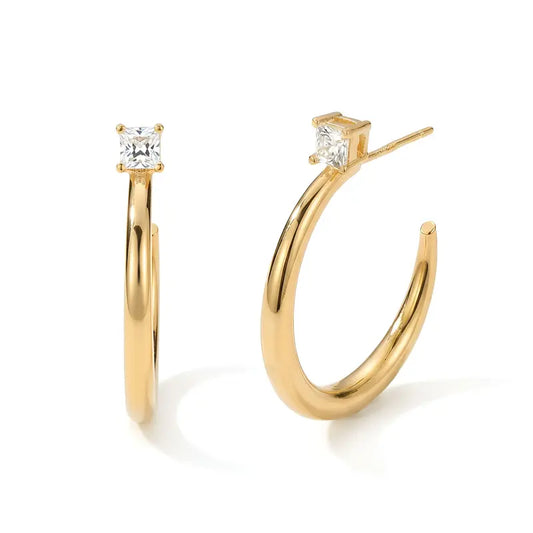 14K Gold & White Gold Plated Chunky Hoop Earrings – Lightweight & Hypoallergenic