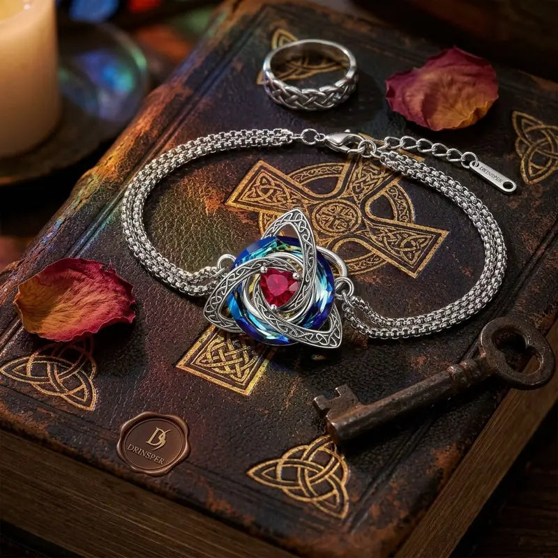 Celtic Trinity Knot Birthstone Bracelet