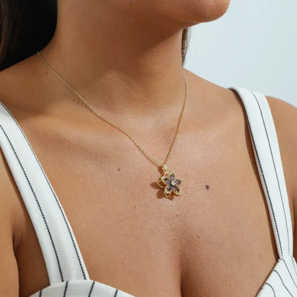Rotating Birthstone Flower Necklace
