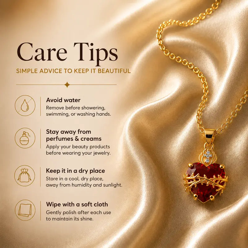 Sacred Heart Red Crystal Necklace