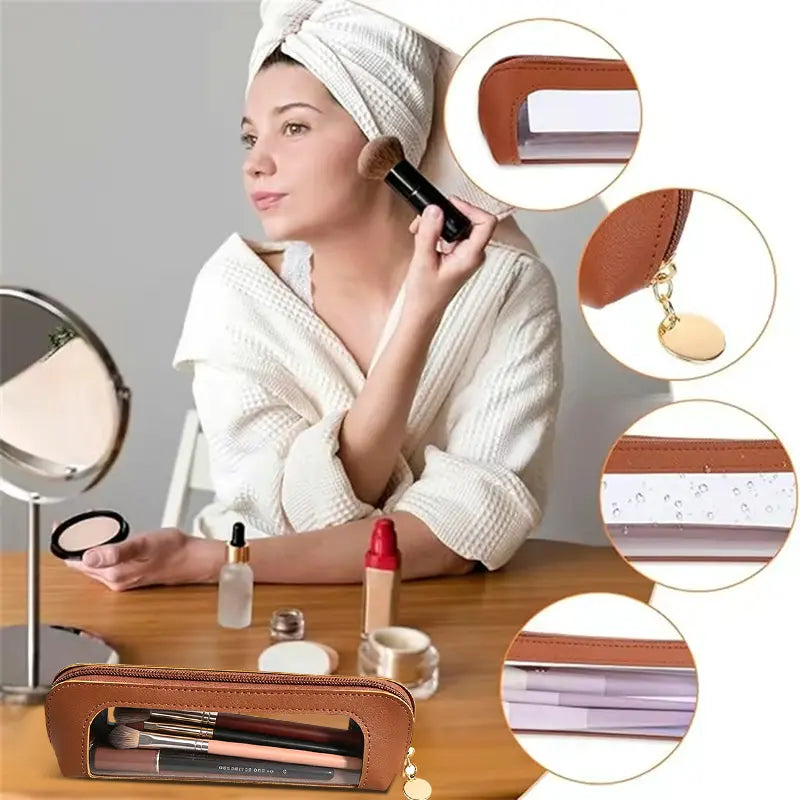 2PCS Clear Window Makeup Brush Bag
