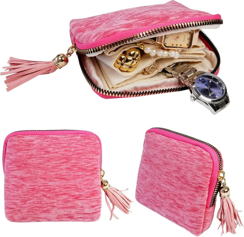 Travel Jewelry Organizer Case with 5 Compartments
