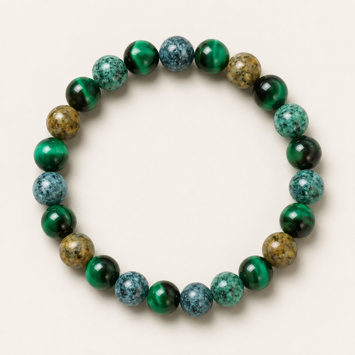 Golden Wish Mixed Green Stone Stretch Bracelet