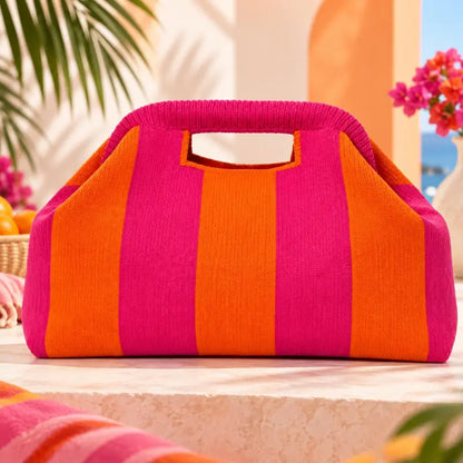 Women’s Green Leaf Knitted Large Capacity Makeup Bag