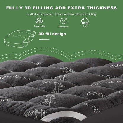 Bamboo Cooling Mattress Topper with Fitted Sheet