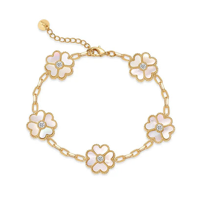 14K Gold-Plated Four-Leaf Clover Bracelet – Lucky Charm Jewelry for Women