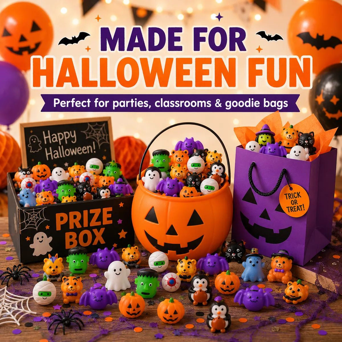 🎃 30/50PCS Halloween Mochi Squishy Toys – Cute Sensory Party Favors & Goodie Bag Fillers