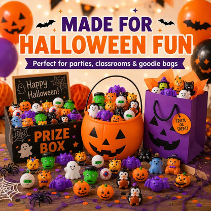 🎃 30/50PCS Halloween Mochi Squishy Toys – Cute Sensory Party Favors & Goodie Bag Fillers