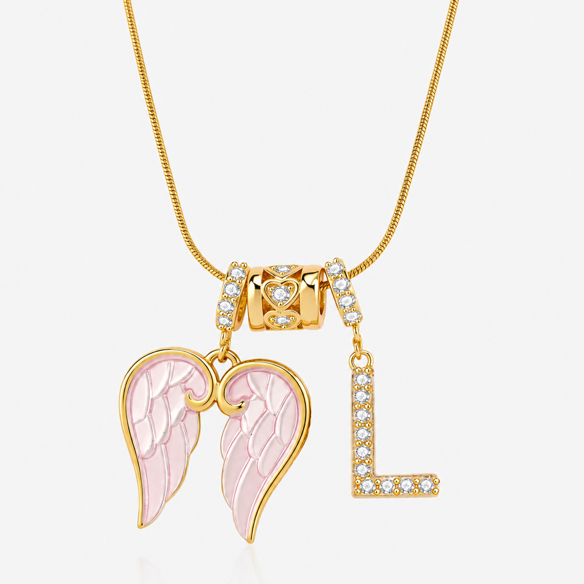 Angel Wing Initial Necklace