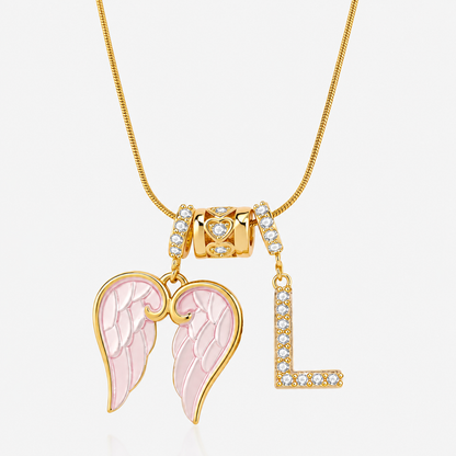 Angel Wing Initial Necklace