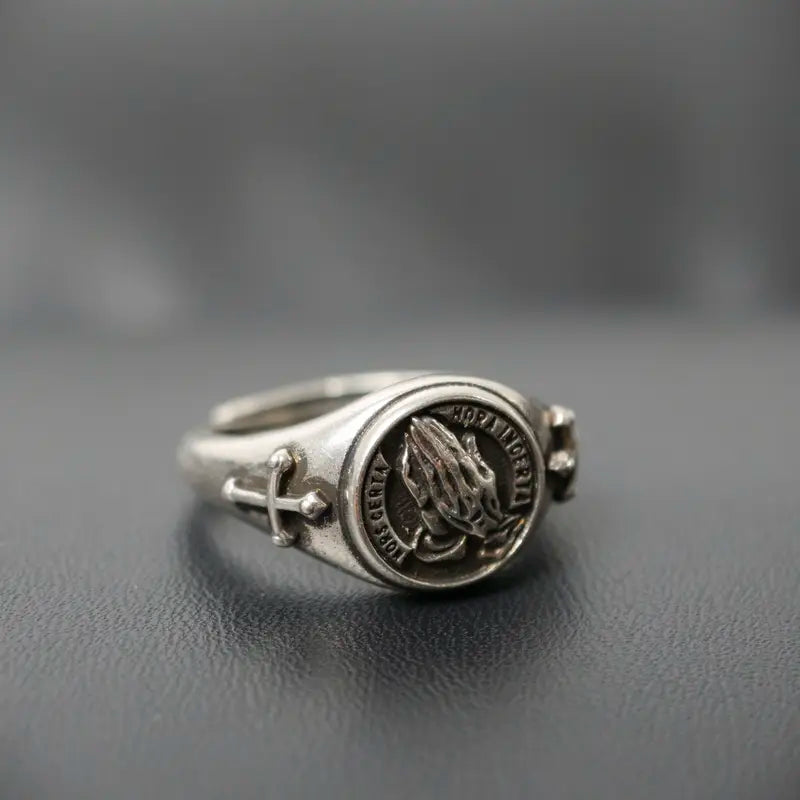 Praying Hands Faith Ring – Adjustable Open Band