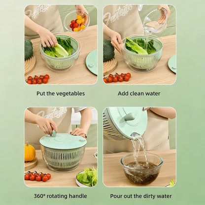 3-in-1 Salad Spinner Large, Vegetable & Fruit Washing Bowl with Slicer
