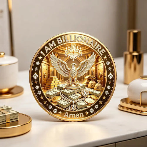 888 Infinite Wealth Coin, 'i Am Billionaire' Eagle Feng Shui Coin, Metal Material, Creative Gift, Place at Home or Office, Lucky Money Coin