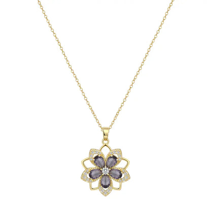 Rotating Birthstone Flower Necklace