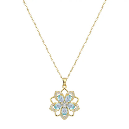 Rotating Birthstone Flower Necklace