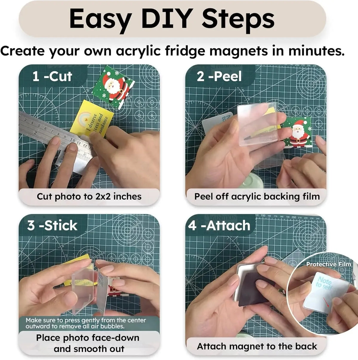 Clear Acrylic DIY Fridge Magnet Set with Adhesive Backing