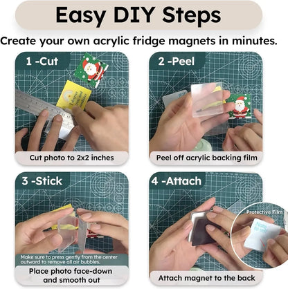 Clear Acrylic DIY Fridge Magnet Set with Adhesive Backing