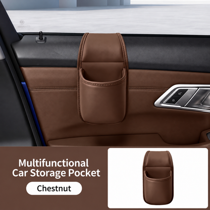 Leather Car Door Storage Pocket Double-Layer Organizer for Phones, Keys & Everyday Driving Essentials