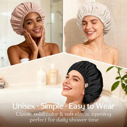 Satin-Lined Hair Protection Shower Cap