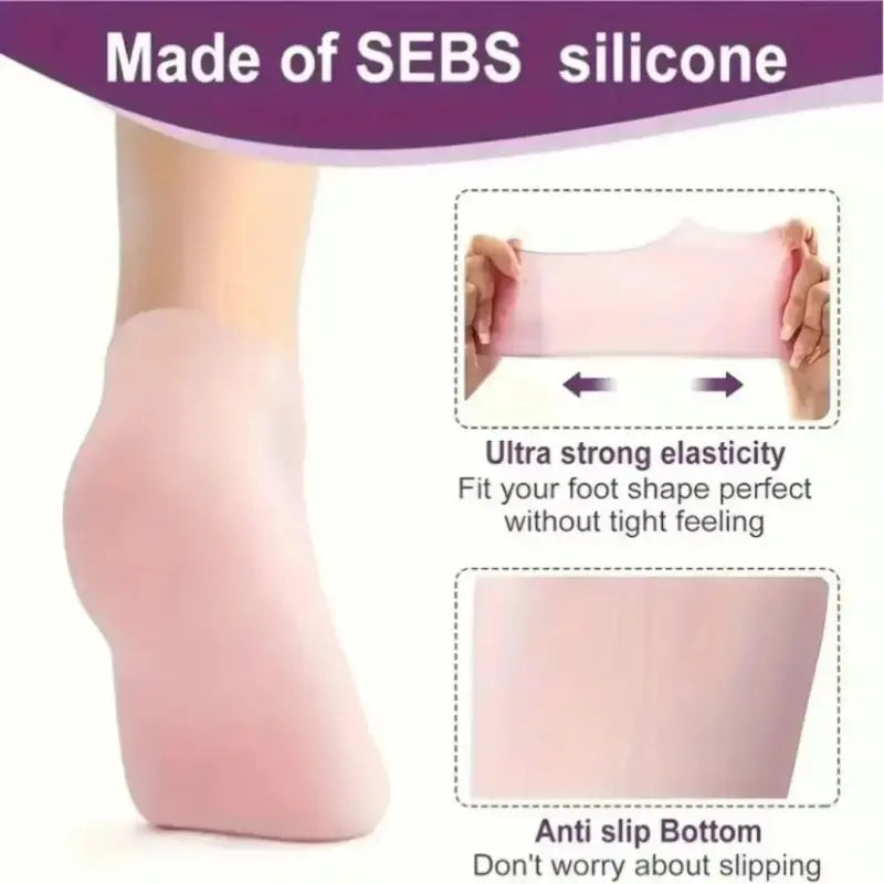 1 Pair Silicone Heel Socks for Cracked Feet