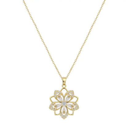 Rotating Birthstone Flower Necklace