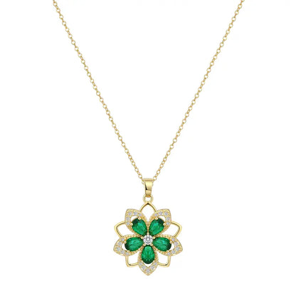 Rotating Birthstone Flower Necklace