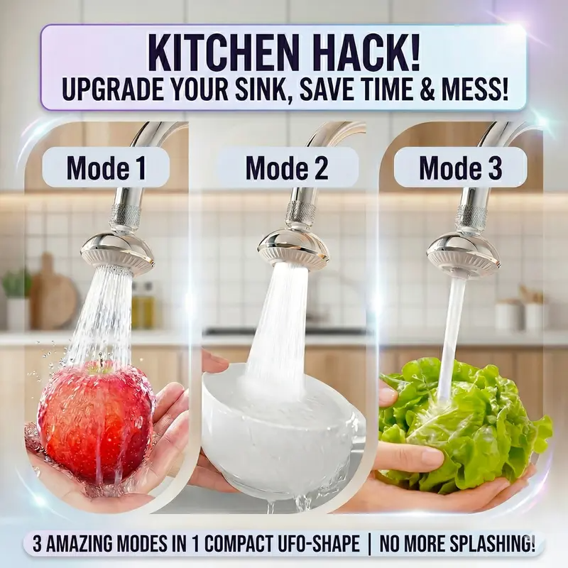 360° Rotating Kitchen Faucet Aerator, 3-Function Spray