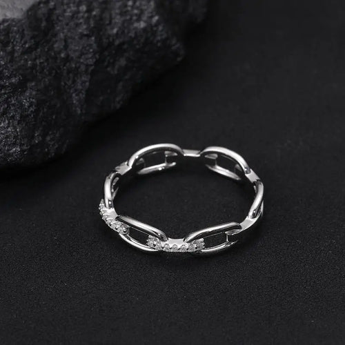 14K Gold Moissanite Chain Ring