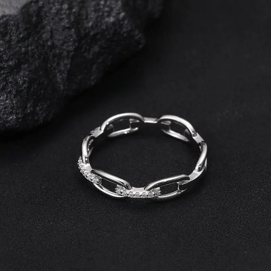 14K Gold Moissanite Chain Ring