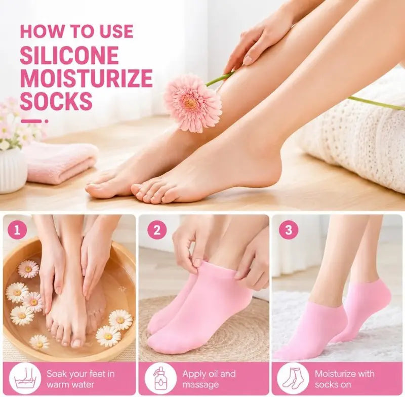 1 Pair Silicone Heel Socks for Cracked Feet