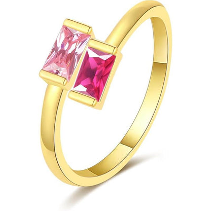 14K Gold Plated Adjustable Emerald Birthstone Ring｜Personalized Double Birthstone Ring