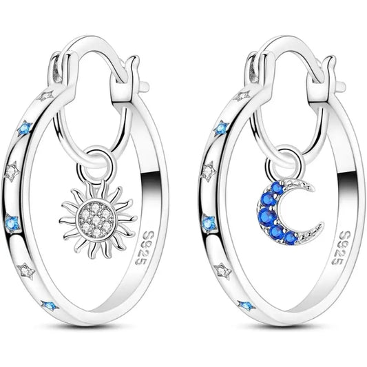 Celestial Sun & Moon Hoop Earrings