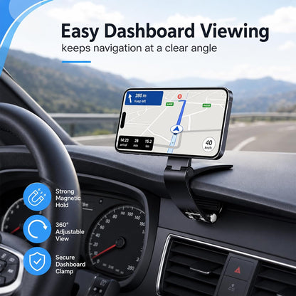 Magnetic Car Phone Holder | Dashboard & Sun Visor Foldable Mount