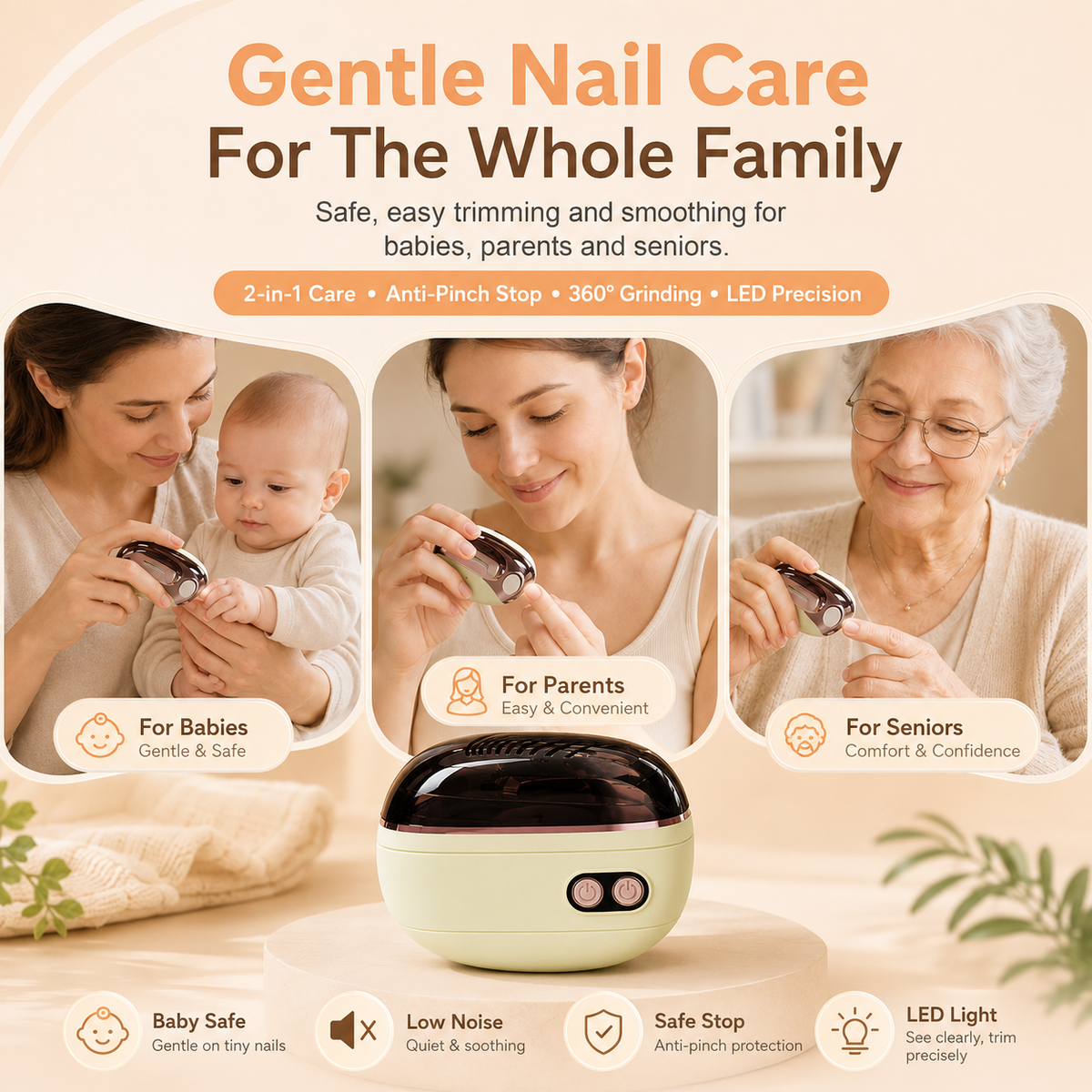 ✂️ LIMITED-TIME 50% OFF! 💅 2-in-1 Smart Electric Nail Clipper & Polisher 🌟