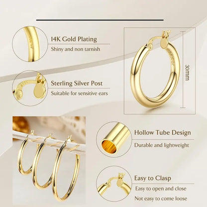 Women’s 925 Sterling Silver Gold Hoop Earrings