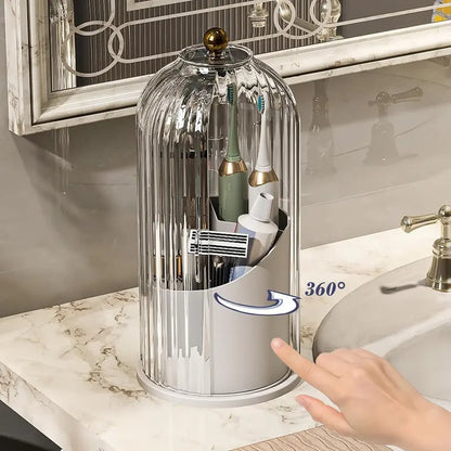 360° Rotating Toothbrush Holder with Cover – Compact Bathroom Organizer
